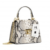 Geanta dama piele naturala cu textura sarpe DiAmanti Adele Snake Bej